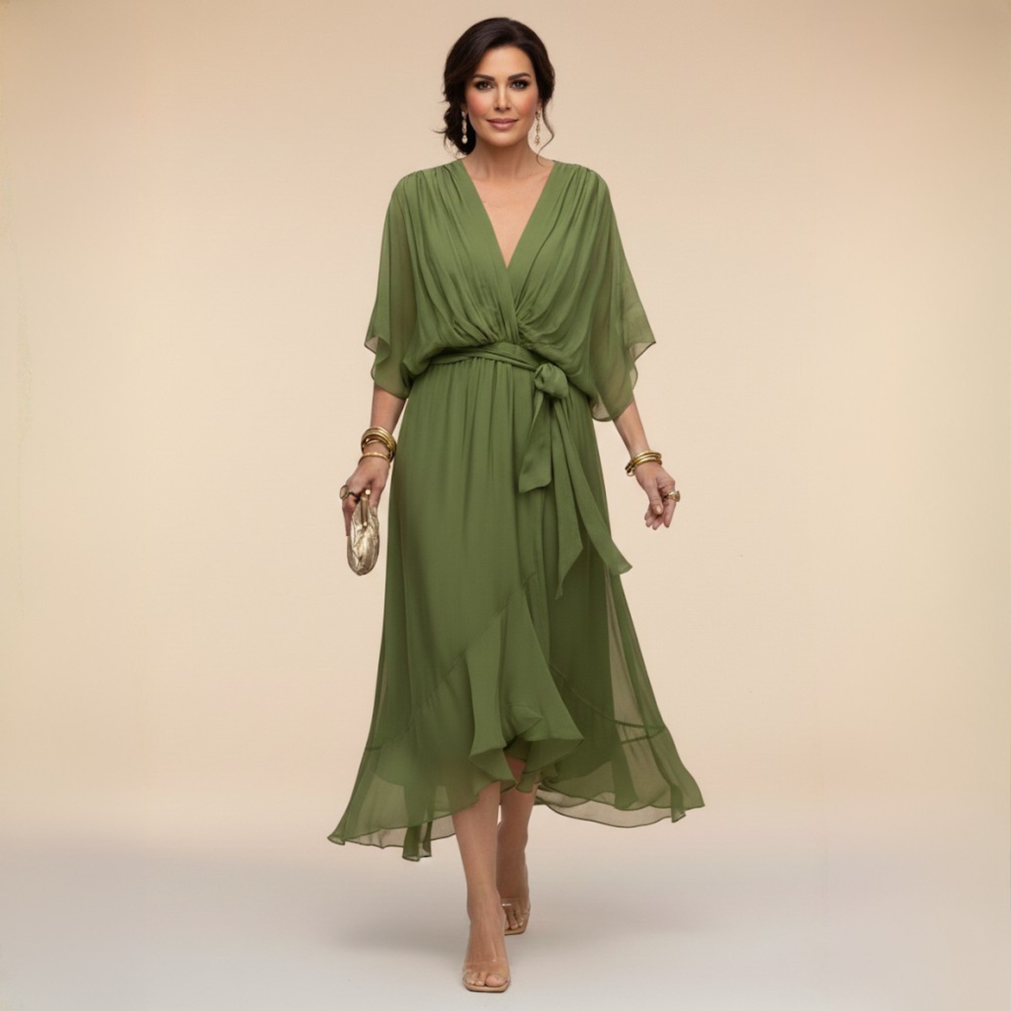 Zorina™ | Vestido de gasa con cuello en V