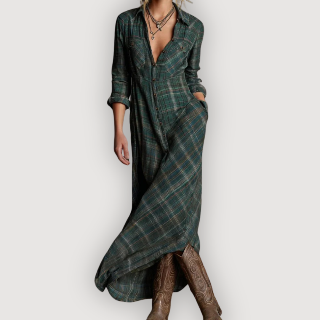 MAISIE – VESTIDO LARGO DE CUADROS