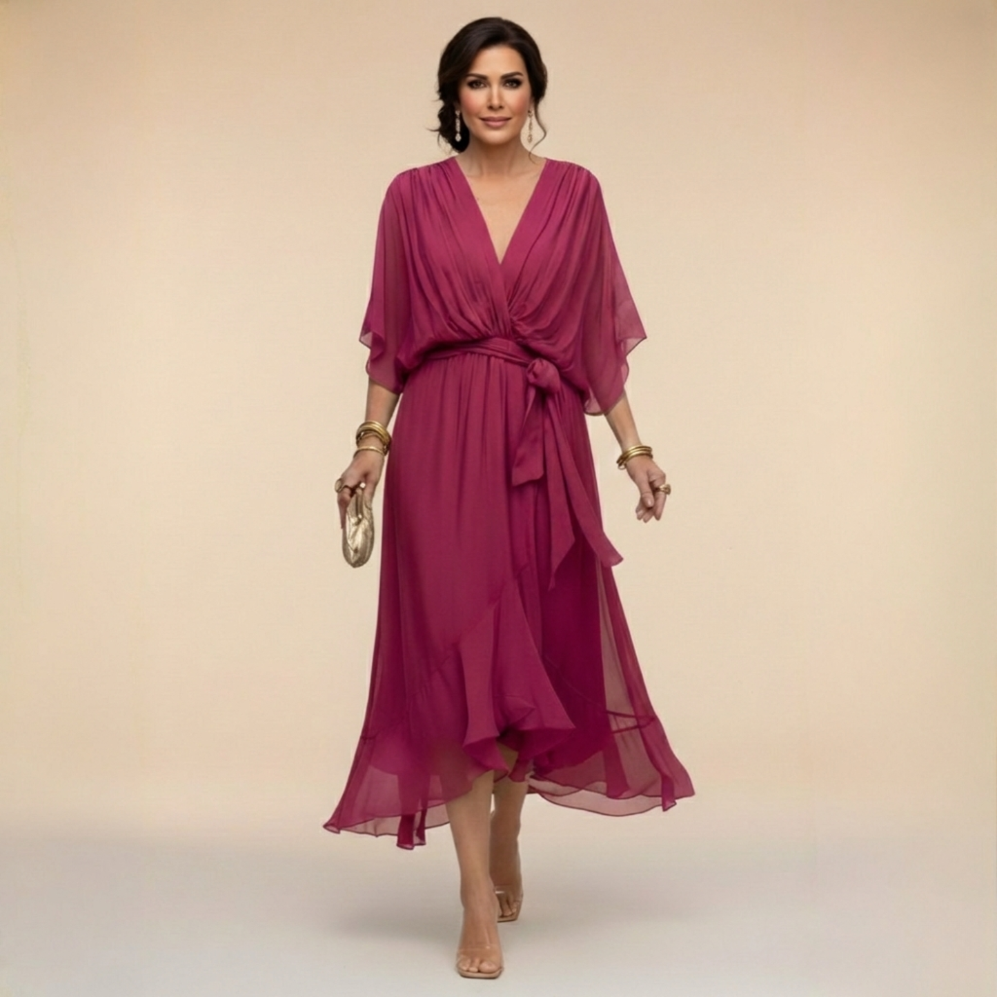 Zorina™ | Vestido de gasa con cuello en V
