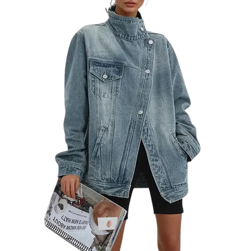Cleo™ - Chaqueta asimétrica urbana con botones