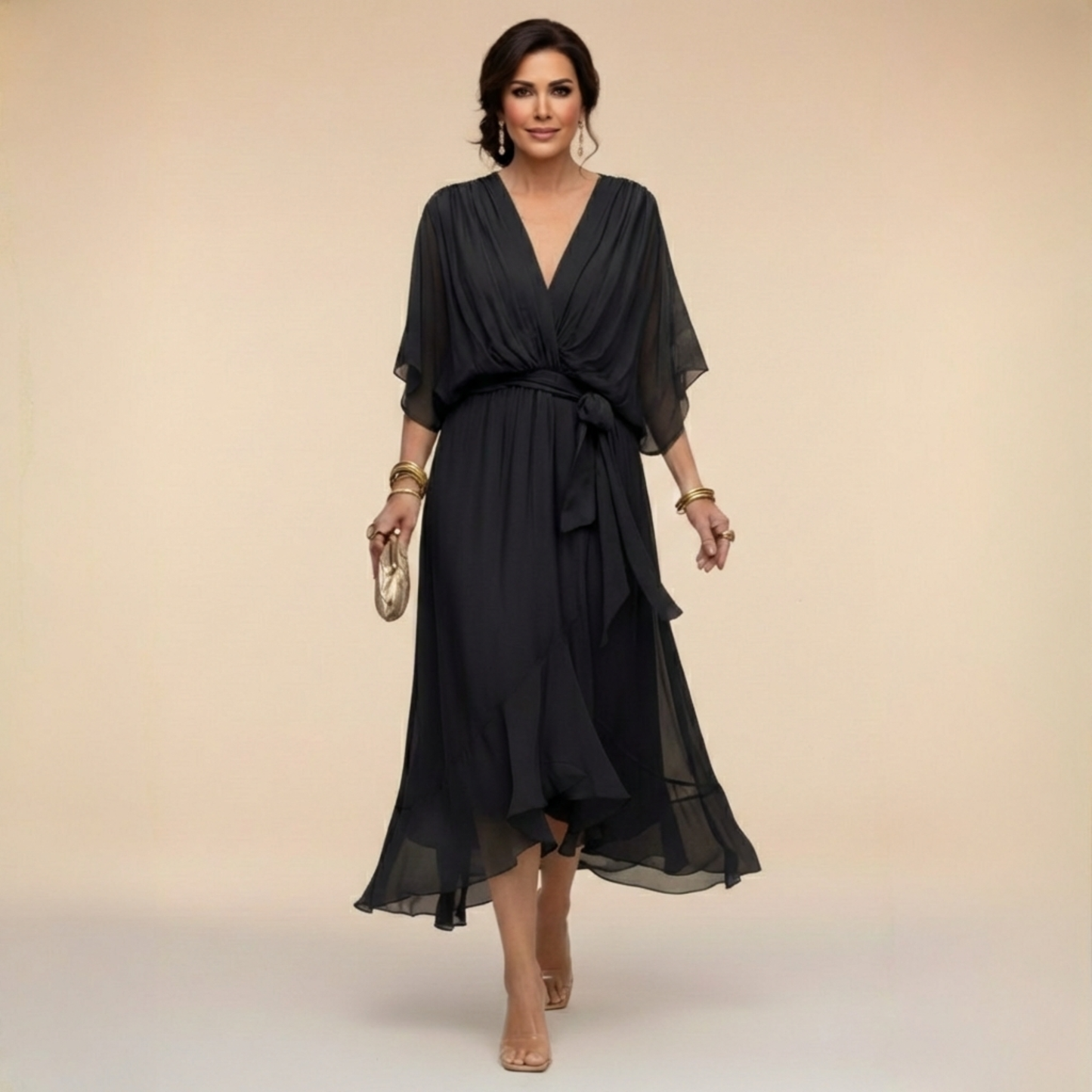 Zorina™ | Vestido de gasa con cuello en V