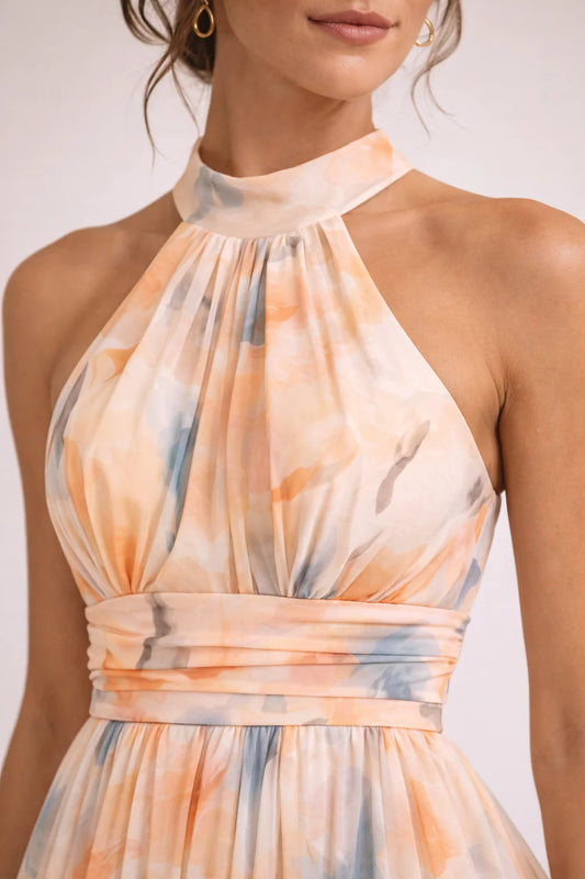 CLAIRE — Vestido Halter Acuarela