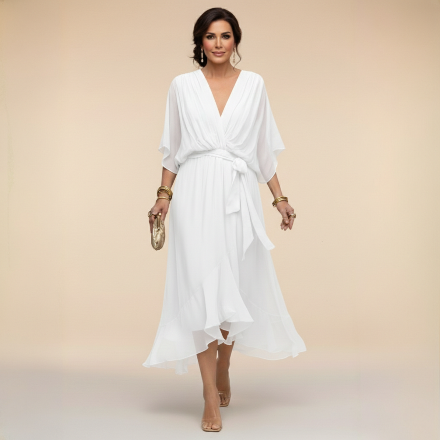 Zorina™ | Vestido de gasa con cuello en V