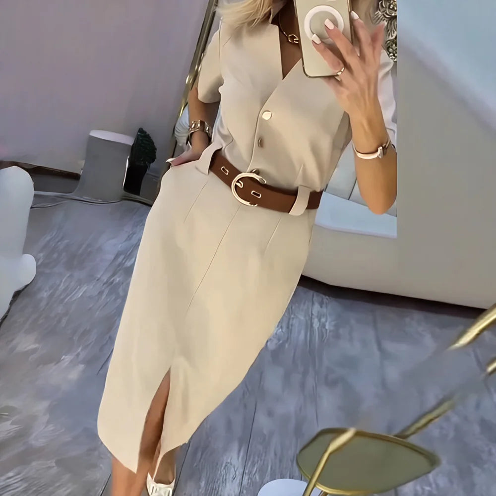 Vestido camisero midi Maite™ con elegante apertura frontal