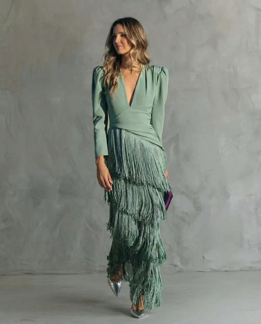 Clara™ | Vestido Midi con Flecos